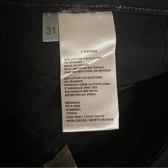 L'agence Jyothi high rise split ankle hem jeans in noir black coated size 31 - Picture 4 of 10